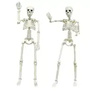 2PACK Plastic Posable Halloween Skeleton Decorations, 3FT Poseable Skeleton