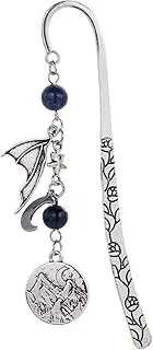 [Qpige] Retro Metal Bookmark for Bookish Gifts Wing Mask Bow and Arrow Charms Book Mark for Book Lover Gifts for Women Men (Night-Blue)
