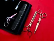ROSE GOLD SERRATED_6" Hairdressing Hair Scissors & Thinning(6.5" FULL)