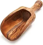 Berard Wooden Scoop for Canisters, 7 Inches Olivewood Scooper for Bath Salts, Coffee Scoop for Ground Coffee, Food Scoop for Popcorn, Coffee Bean, Flour and Sugar, Handcrafted