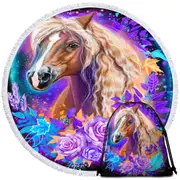 Animals Art Horse Spirit Round Beach Towel