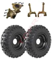 2X Front 4.10-6 Wheel Rim Tyre Stub Axle Hub Go kart ATV Buggy Quad Golf Cart