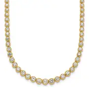 14k Yellow Gold 5 Ct. Lab Grown Diamond VS/SI+ G+ 16 inch with a 2 inch extension Graduated Bezel Set Tennis Necklace