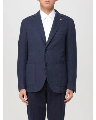 Luigi Bianchi Mantova Unstructured Linen Blazer Men Blue