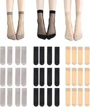 [AWOCAN] 18PCS Women's Nylon Ankle Short Sheer Socks Thin Transparent Silk Sheer Socks