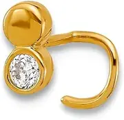 [JewelryWeb] 14k Gold 22 Gauge Double Circle CZ Simulated Diamond Nose Ring Body Jewelry 7.03x2.57mm Wide Band Style-Ring for Women