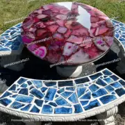 Pink Agate Coffee Table, Agate Stone Outdoor Garden Furniture Table Patio Decor