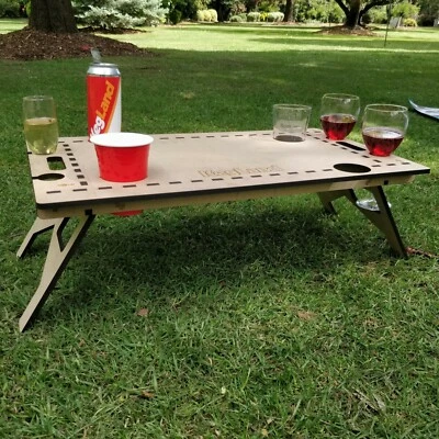 Mini Folding/Foldable Picnic Table For Summer (MDF) 60cm x 40cm Drinks Holders