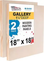 U.S. Art Supply 18" x 18" Birch Wood Paint Pouring Panel Boards, Gallery 1-1/2"