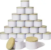 [Aroparc] Candle Tins 8oz with Lids, 24 Pack Seamless Bulk Candle Containers for Candle Making Supplies Wholesale Empty Candle Jars - Wood Grain Lids White Tins