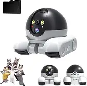 Patrol Buddy Robot Camera, Patrol Buddy Pet Camera, Robot Cameras on Wheels, 2 Way Talk, HD Night Vision, App Control, 2MP WiFi Smart Movable Pet Security Cameras (+128G)