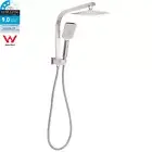 KYLINS Brushed Nickel Square 2in1 8" Shower Head 3 Modes Handset Gooseneck Arm