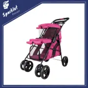 IBIYAYA Double Decker Pet Stroller Carrier for Multiple Pets - Red Violet