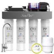 SimPure WP2-400GPD UV Tankless Reverse Osmosis System+Fridge Water Pressure Tank