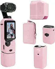 TYUANDOUER Pocket 3 Case, Soft Silicone Protective Case Compatible with DJI Osmo Pocket 3 Creator Combo, Lightweight creen Protector Grip Cover Accessories - Pink