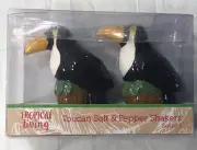 Black Toucan Birds Salt and Pepper Shakers Set Ceramic New In Package