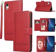 YocoverTech for iPhone XR Case,for iPhone XR Wallet Case[5 Card Slots+a Pocket+Mirror] PU Leather Folio Flip Cover Magnetic Wallet Phone Case for iPhone XR-Red