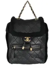 Chanel Black Quilted Shearling & Lambskin Paris Hamburg Small Backpack (Authentic Pre-Loved)