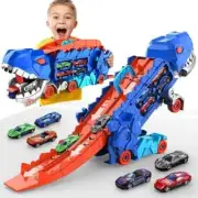 Dinosaur Transporter Truck Toys Foldable Track Alloy Transforming Dinosaur Toy