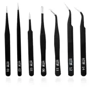 7Pcs Precision Micro Tweezers Set, Anti-Static Stainless Steel, 3 Sharp Point...