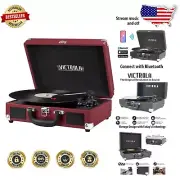 Elegant Vintage 3-Speed Suitcase Turntable with Premium Bluetooth Audio Quality