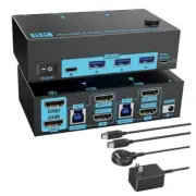8K HDMI 2.1 Dual Monitor KVM Switch 2 Monitors 2 Computers USB 3.0 8K HDMI+HDMI