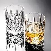 DUJIAOSHOU Whiskey Glasses Set of 4 Whisky Glass, Thanksgiving Day, Father Day Gift, Whiskey Tumblers for Cocktails,Scotch, Bourbon, Liquor 300ml