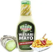 WASABI-O Premium Wasabi Mayonnaise, Spicy Mayonnaise, Made with Real Wasabi, Asian Mayo Squeeze Bottle, 6oz (170g) Fish and chips, Wasabi peas