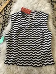 ESCADA by Margaretha Ley Women's Size 40 NWT Chevron Blouse VTG. Black White A1
