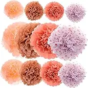 iplusmile 12pcs Paper Flower Ball Decoration Honeycomb Bell Tissue Party Wedding Pom Poms Flowers Honeycomb Paper Balls Honeycomb Adorn Wedding Decor Honeycomb Decoration Rose Gold