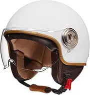 Open Face Motorcycle Scooter Helmet, Retro 3/4 Open Face Motorcycle Half Helmet with Visor DOT/ECE Approved Light Breathable Quick Buckle Half Helmet Adult Man Woman A