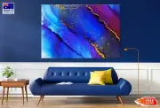 Blue Red & Gold Abstract Design Wall Canvas Home Decor Australian Made Quality