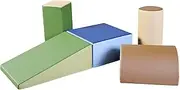 SoodNee Climb and Crawl Playset, 5-Piece Set with Anti-Slip Base, Play Gym Building Blocks, Interactive Motor Skill Development, Lightweight Foam Shapes for Babies and Toddlers. (Nature Colours)