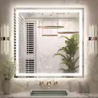 LED Bathroom Mirror 36 ” X 36 ” with Frontlit & Backlit, Lighted Mirror for Bath