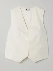[RIXO] RIXO - Norah Cotton And Linen-blend Vest - Cream - UK 14 UK 14 Cream