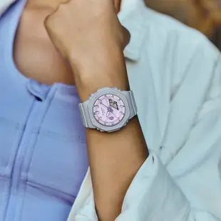 CASIO 卡西歐 G-SHOCK 八角 農家橡樹 草本系列 雙顯手錶 女錶 送禮推薦-薰衣草紫 GMA-S2100NC-8A