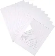 10 Pcs Frame Photo Mats, Paper Picture Mat, Rectangular Picture Frame Mat Board, Picture Cardboard Mounts Inside Aperture, White Acid Free Photo Frame Mount A3 for Painting Artwork