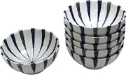 Castle Enterprise Series Chosen by Cooking Professionals, Indigo Tokusa, Rice Bowl, Set of 6, Size: Diameter 7.3 x Thickness 3.5 inches (18.5 cm) x Thickness 3.5 inches (9 cm)