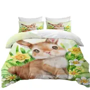 Cute Animal Art Bunny in the Flower Garden Quilt Cover