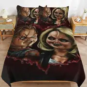 a1641 Bride of Chucky Duvet Cover Set, 3 Piece Bedding Set 86x70" Double Sided Printing Decorative Comforter Cover Set (1 Duvet Cover + 2 Pillow Shams