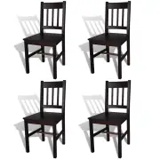 NNEVL Dining Chairs 4 pcs Dark Brown Pinewood