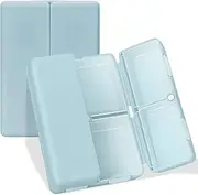 FYY Daily Pill Organizer, 7 Compartments Portable Pill Case Travel Pill Organizer,[Folding Design]Pill Box for Purse Pocket to Hold Vitamins,Cod Liver Oil,Supplements and Medication-Blue