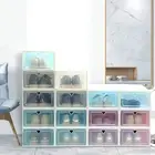 2pcs Storage Bin Space-saving Dust-proof Drawer Type Shoes Case Plastic