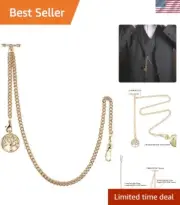 Stylish Pocket Watch Albert Chain - 37cm Curb Link with Life Tree Charm Pendant