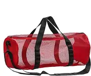 Mesh Gym Bag, Large-Capacity Sports Duffle with Adjustable Shoulder Strap, Waterproof Bottom & Ventilated Design, Sturdy Scuba Gear Bag for Travel, Fitness, Camping, Swimming