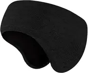 [Erhigher] Mens Womens Ear Warmers Headbands, Solid Color High Elastic Foldable Ear Muffs Ear Warmers Headband for Running Cycling Hiking Skiing Black