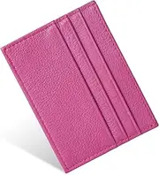 [URAQT] Credit Card Holder Wallet, RFID Blocking Leather Ultra Slim Wallet, Thin Minimalist Credit Card Case, rose Red, one size, Simple