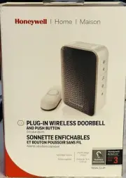 Honeywell Home Series-3 Plug-In Wireless Doorbell W/Strobe Alert & Button - New