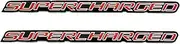 2Pc Supercharged Emblem 3D Badge Logo Aluminum Adhesive Decal Badge Fit for Universal SUV Truck Car (Red Silver), EmBroom-211