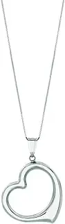 [JewelryWeb] 14k White Gold Shiny Box Chain With Spring-Ring Clasp Open Love Heart Necklace 46 Centimeters Chain-Necklace for Women and Men